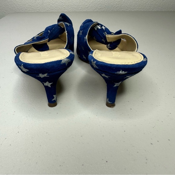 J. CREW Sophia Blue Suede Silver Star Accent Low Heel Mules Women’s Size 8.5 - Picture 6 of 8